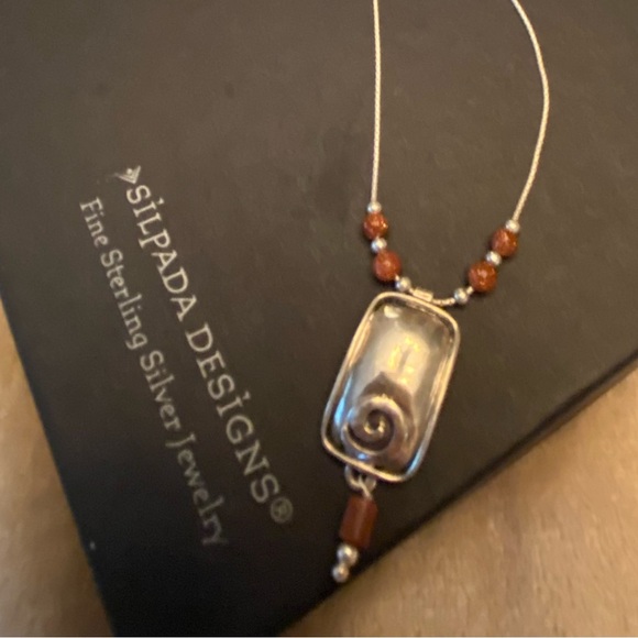 Silpada sterling silver necklace with sandstone accents. - Picture 2 of 5